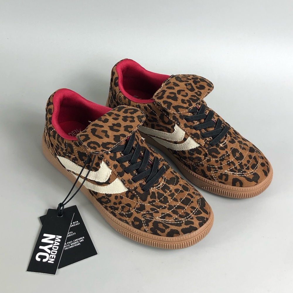 Madden Nyc Kids Leopard Print Casual Sneakers - Brown Black Pink Size 1